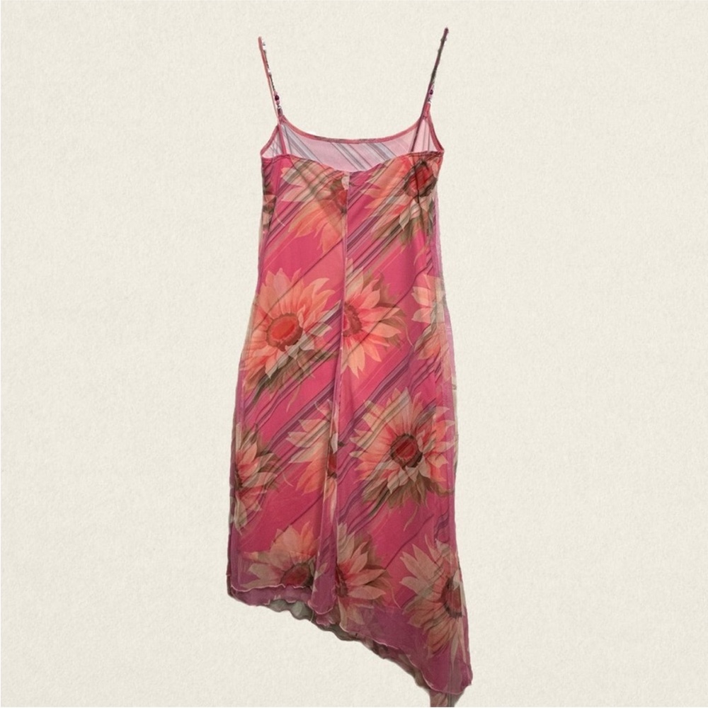 My Michelle Y2K Vintage Sleeveless Sunflower Asymmetrical Hem Pullover Dress. - Picture 2 of 8